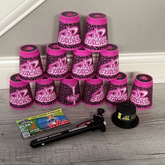 New Speed Stacks Custom Set Limited Edition Pink Zippy Leopard Cup Keeper - Picture 5 of 6